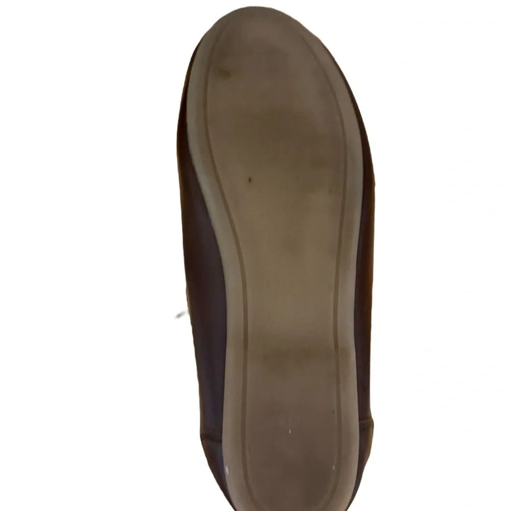 H&M Women’s Brown Faux Leather Boat Shoes Size 9 deck shoe with laces and bow